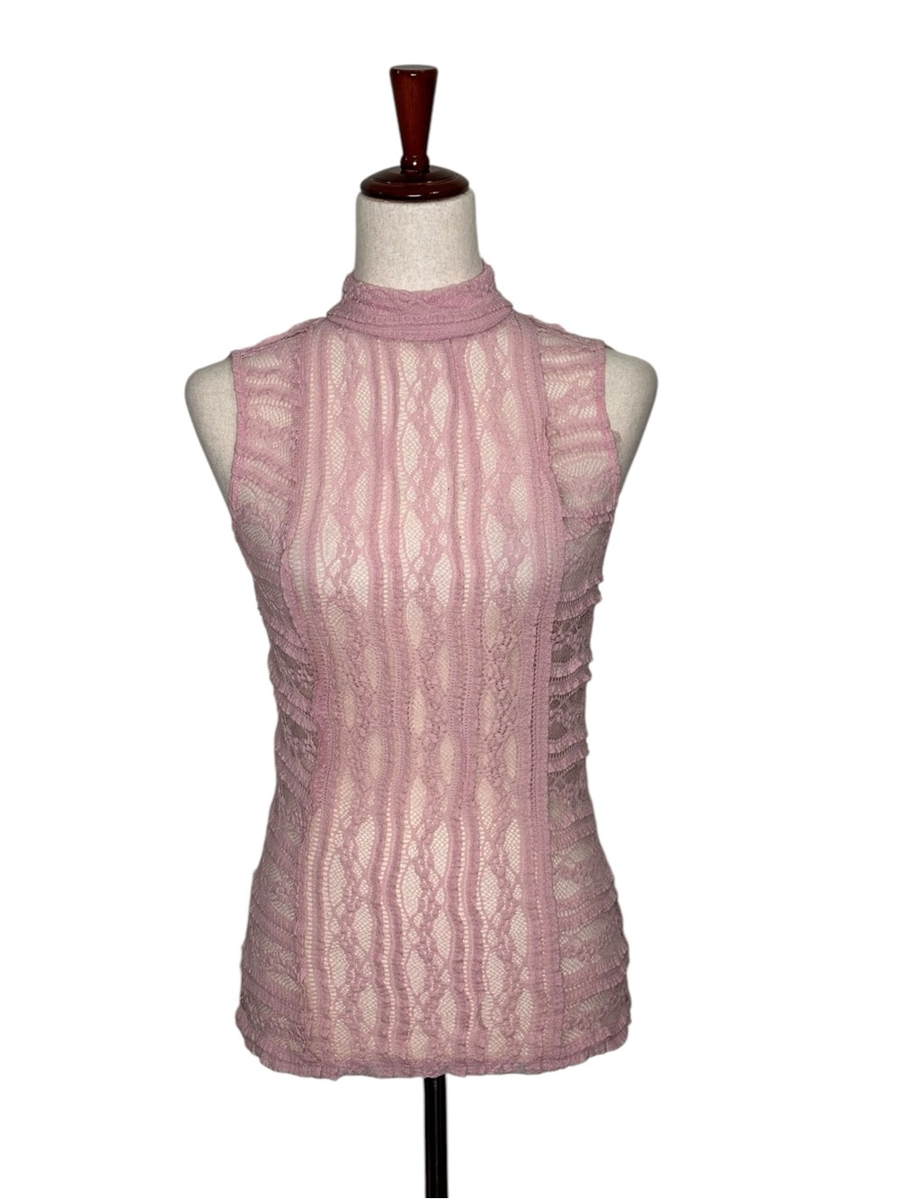 bebe vintage Y2K Sleeveless Pink Lace Mock Neck Top. Fairy. Rave. Soft girl. XS